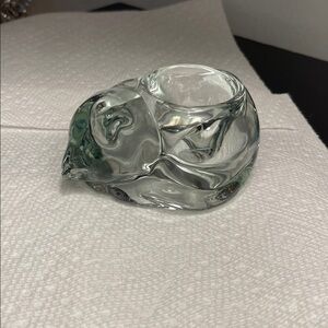 Sleeping Cat Clear Glass Tea light Candle Holder